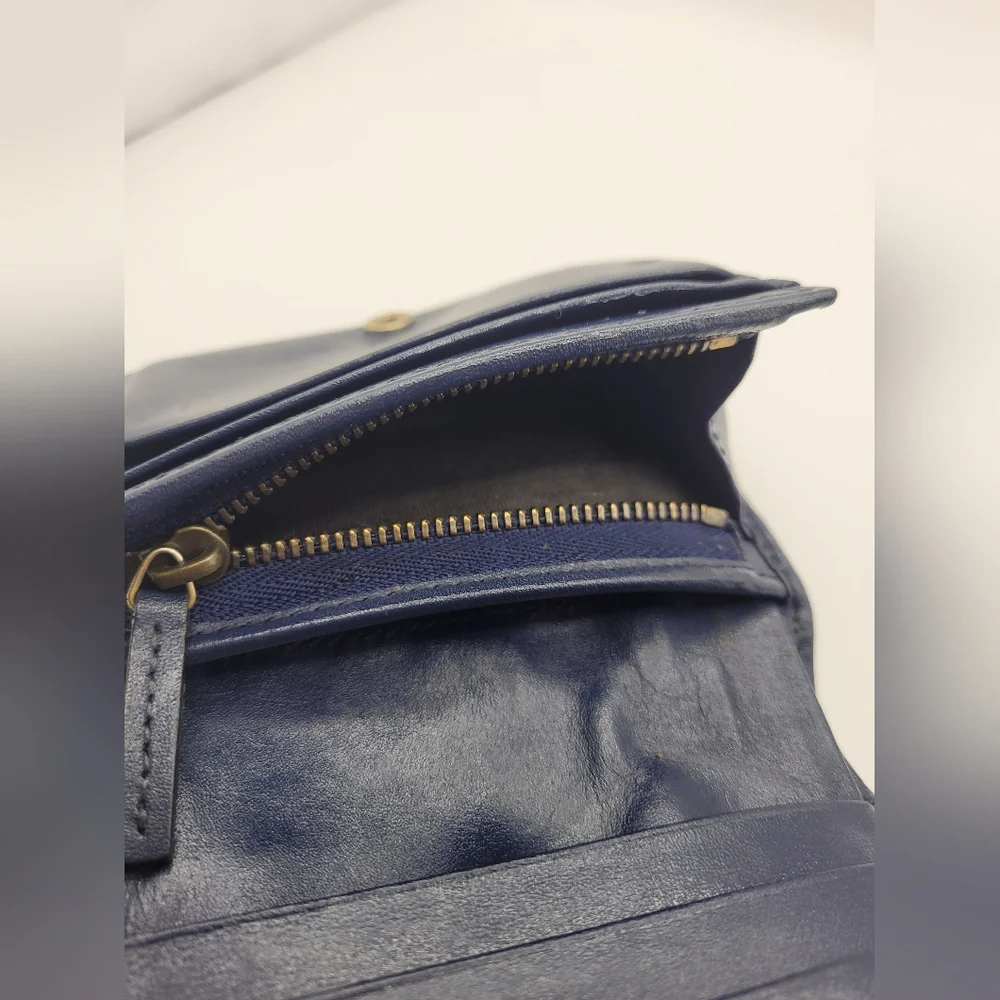 GUCCI Blue Quilted Denim Pearl GG Marmont Small Flap Wallet Card Case